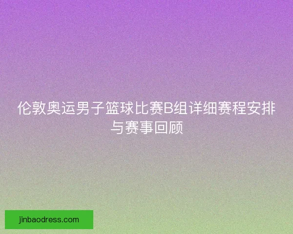 伦敦奥运男子篮球比赛B组详细赛程安排与赛事回顾